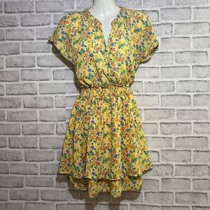 Siana sky extra small summer dress, cap sleeve, yellow, floral